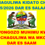 WALIOCHAGULIWA KIDATO CHA TANO 2025/2026 DAR ES SALAAM
