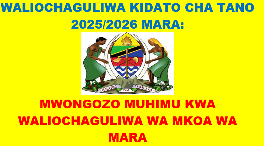 WALIOCHAGULIWA KIDATO CHA TANO 2025 MARA