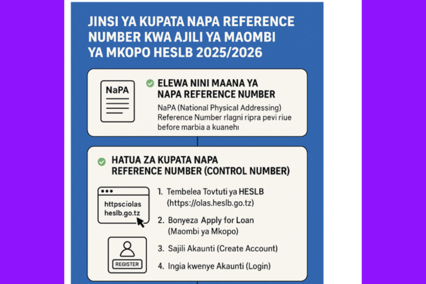 Jinsi ya Kupata NAPA Reference Number kwa Ajili ya Maombi ya Mkopo wa HESLB 2025/2026