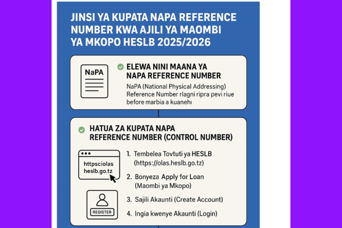 Jinsi ya Kupata NAPA Reference Number kwa Ajili ya Maombi ya Mkopo wa HESLB 2025/2026