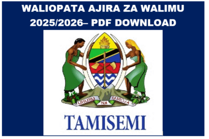 Waliopata Ajira za Walimu 2025/2026– PDF Download