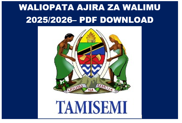 Waliopata Ajira za Walimu 2025/2026– PDF Download
